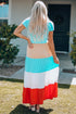 Family Matching Short Sleeve Color Block Adult Maxi Dress